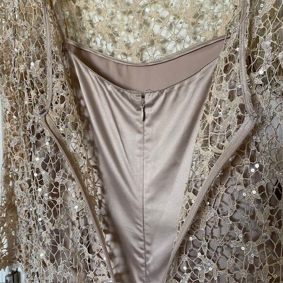 Exquisite Kay Unger Dress sz 6 taupe fall wedding guest mother of - Picture 11 of 14